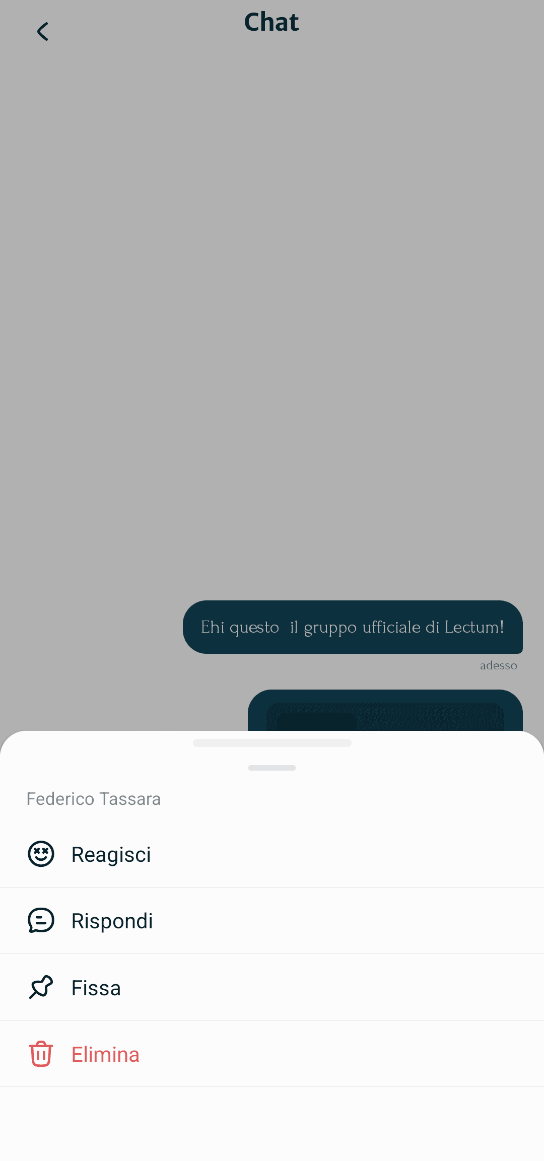 Messaggio in bacheca del club di lettura su Lectum